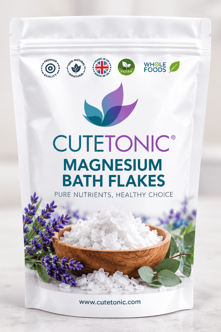 Cutetonic magnesium bath flakes pouch with lavender