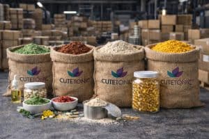 Bulk bags of single-ingredient supplement powders from Cutetonic